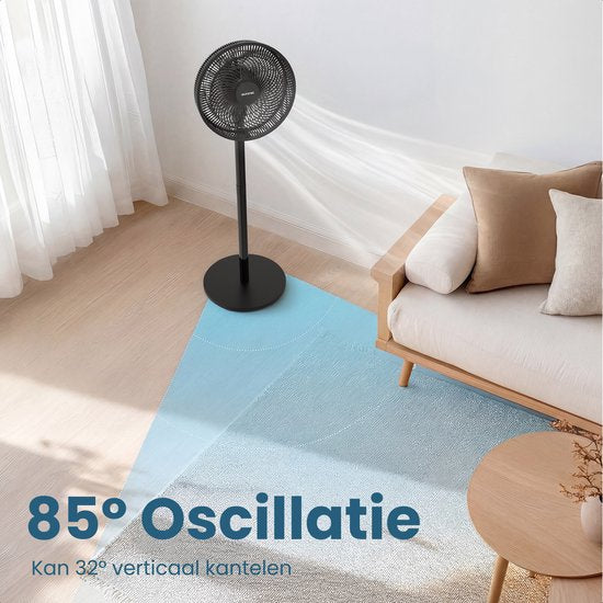 Auronic Statiefventilator - Staande Ventilator - Hoogte Verstelbaar - Roterend - Fluisterstil - 3 Snelheden - Stille Ventilator - Zwart