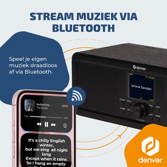 Denver DAB Internetradio - DAB - FM - Internetradio - Noodradio - Bluetooth - Alarmfunctie - DIR200