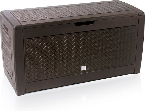 Opbergbox 310L UV-Bestendig Weerbestendig Wielen Tuinbox Vlechtwerk Bruin