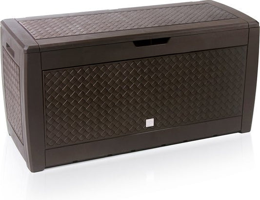 Opbergbox 310L UV-Bestendig Weerbestendig Wielen Tuinbox Vlechtwerk Bruin