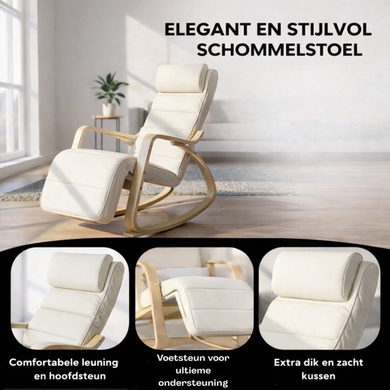 Bayt Schommelstoel - Fauteuil - Schommelstoel Babykamer - Relaxstoel - Wit