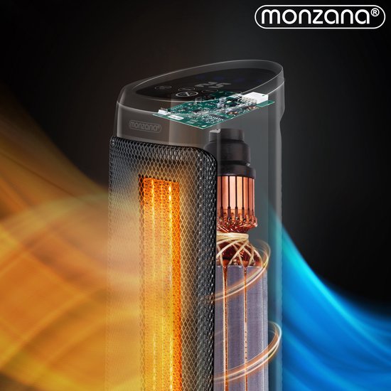 Monzana Keramische Ventilatorkachel - 2000W 4 Standen – Zwart