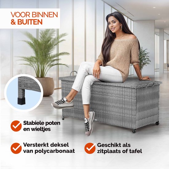 Casaria Opbergkist – Weerbestendig 122x56x61cm 420L - Grijs