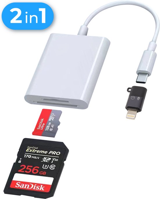 Nuvance - SD Kaart Lezer - SD Kaartlezer USB C - Card Reader - Lightning Adapter - Geheugenkaartlezer - Micro SD Adaper - SD Kaartlezer - Cardreaders - Micro SD Kaart Lezer