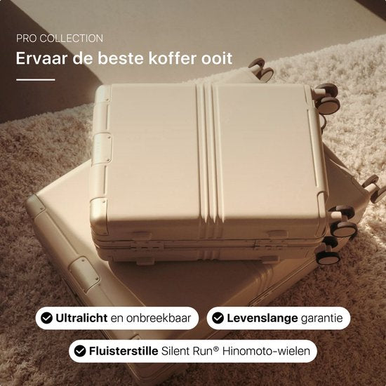ONYX Hybrid Pro Check-in Koffer Large 100 Liter - Gerecycled Polycarbonaat en Ritsloos Design - Reiskoffer met TSA slot en Spinner wielen - Lichtgewicht Trolley met Laptopvak - Ivory White