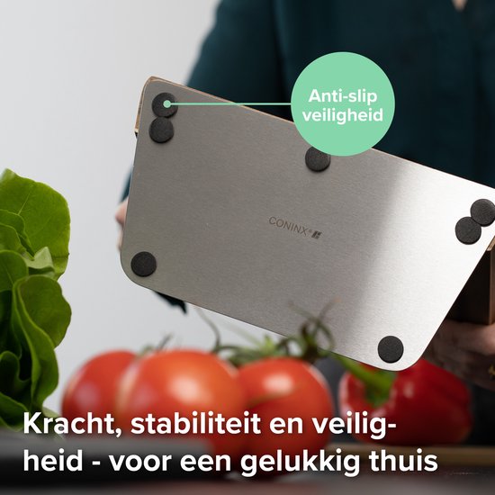Groot Houten Messenblok Magnetisch Coninx Quin XL 27.5x27.5CM | Messenmagneet zonder messen | Messenhouder | Antislip - RVS-Acacia hout.