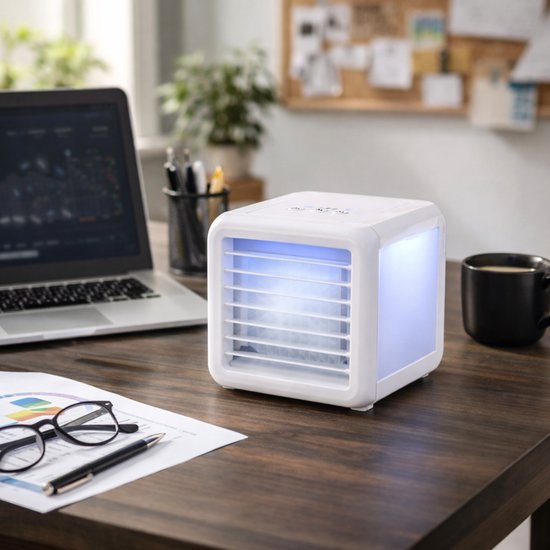 Lifetime Air Mini Air Cooler - Luchtbevochtiger Aircooler met 2 Koelelementen - Luchtkoeler met Water en 3 Standen - Mobiele Airconditioning zonder Slang voor Slaapkamer - 16 x 16 x 16,5 cm