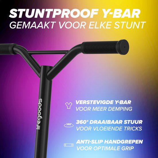 LifeGoods Stuntstep Fly Pro - 6+ Jaar - Step voor Kinderen - Jongens/Meisjes - 100mm - 100KG - Regenboog