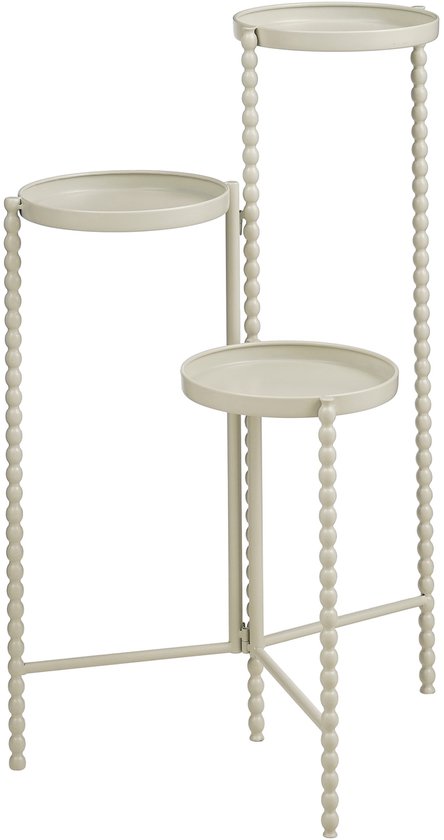 Mica Decorations Salvo Plantenrek - Plantenstandaard voor Kamerplanten - Plantentafeltje voor Binnen - Plantenonderzetter met Drie Plateaus - 40 x 40 x 70 cm - IJzer - Offwhite