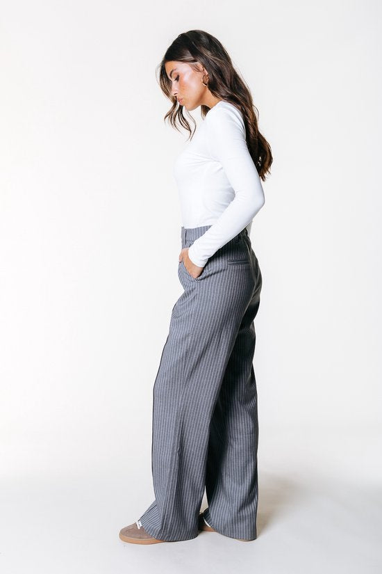 Colourful Rebel - Rus Stripe Straight Pants Elastische Tailleband - Dames - Broeken