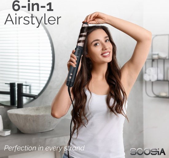 Soosia 6-in-1 Airstyler - Föhn & Krultang - Haardroger - Multistyler - Föhnborstel & Krulborstel - Hairwrap