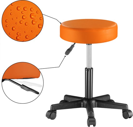 Casaria Verstelbare Draaikruk - 46/60cm Zithoogte – 1 Stuks Oranje