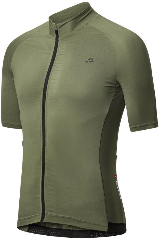 DANISH ENDURANCE Fietstrui voor Heren - Wielershirt - Korte Mouwen - Quick-Dry - Olijfgroen - Maat M