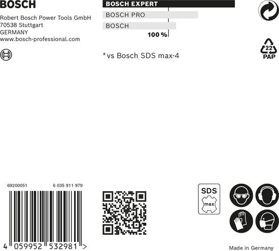 Bosch EXPERT SDS max-8X hamerboor 18 x 800 x 940 mm