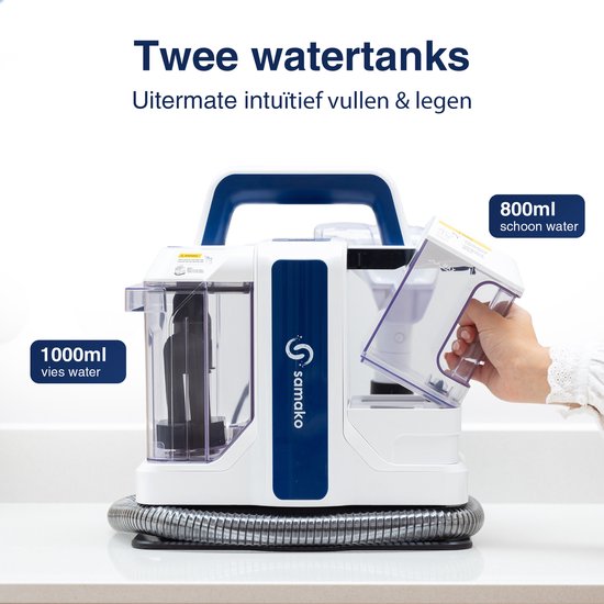 Samako Professionele Tapijtreiniger - Draagbare Vlekkenreiniger - Bankreiniger - Meubelreiniger - Stofzuiger -Tapijt - Met Extra Borstel