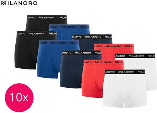 Milanoro - Set van 10 stijlvolle katoenen boxershorts - Classic - XL