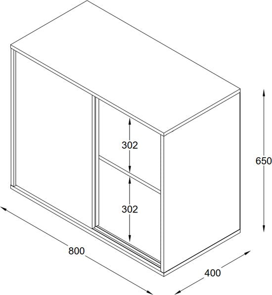 VDD - Kast onder schuine wand zolder slaapkamer - Wandkast dressoir 65 cm hoog - 40 x 80 x 65 cm - Wit
