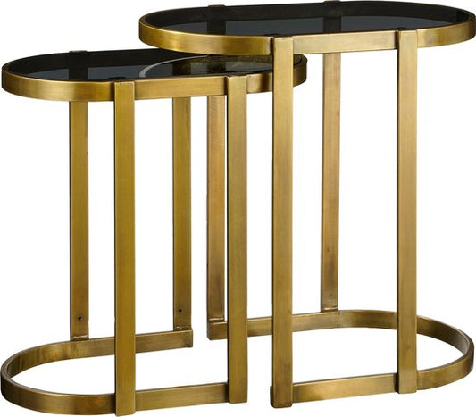 Mica Decorations Kevin Bijzettafel - Set van 2 - L54 x B34 x H56 cm - Metaal - Goud