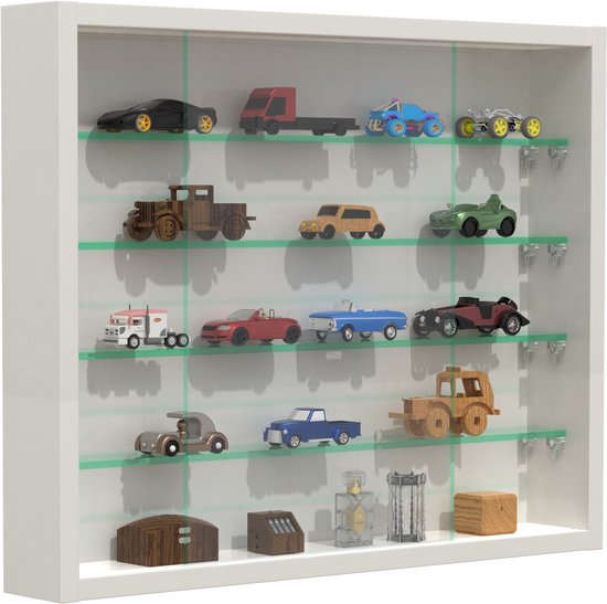 Vitrinekastje staande/hangende wandvitrine - glasplanken 50 cm breed x 4.5 diep - schuifdeuren