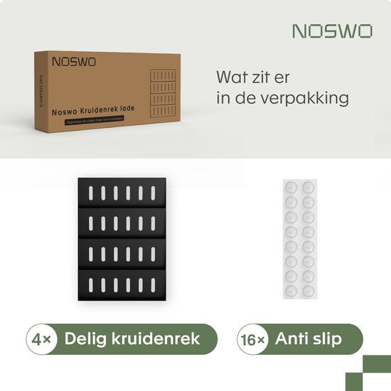 Noswo Kruidenrek Lade - 4 Laags - Voor 24 Kruidenpotjes - RVS - Kruiden Organizer - Keukenlade Organiser