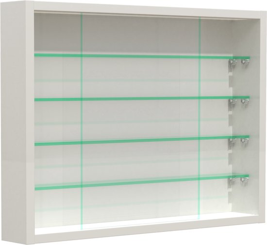 Vitrinekastje staande/hangende wandvitrine - glasplanken 50 cm breed x 4.5 diep - schuifdeuren