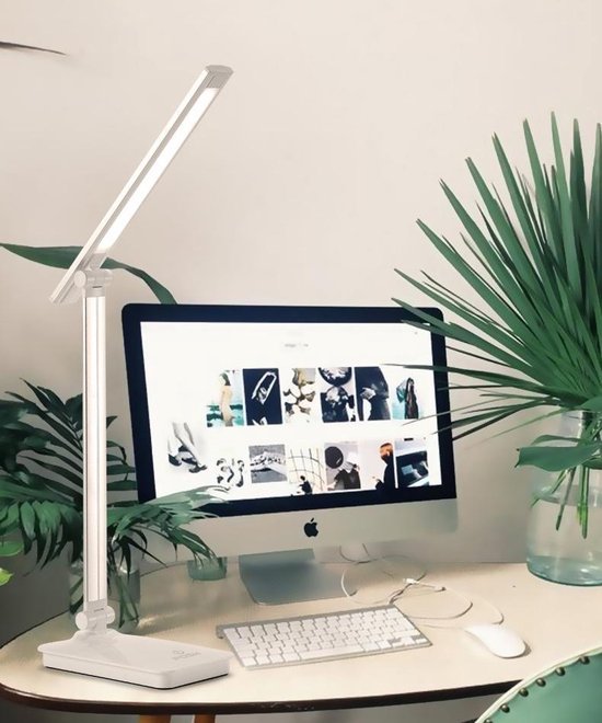 Fuegobird LED Bureaulamp – Bedrade – Draadloos Opladen Voor Telefoon – Dimbaar – Opvouwbaar – Smart Touch
