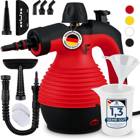Neighbour's Friend handmatige stoomreiniger - Stoomregeling - Inclusief accessoires - 350 ml tank - Rood