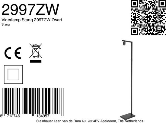 Steinhauer vloerlamp Stang - zwart - metaal - 2997ZW