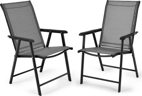 Coast 2-Pack Inklapbare Tuinstoelen Inklapbare Patiostoel voor Campinguitjes Campingstoel Opvouwbaar Grijs
