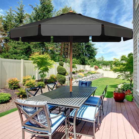 Coast 3m Parasol met Verstelbare Kanteling 8 Kruisbeugels & Waterdichte Polyester Stof met UV Bescherming Grijs