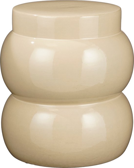 Mica Decorations Vendi Bijzettafel - H40 x Ø35 cm - Keramiek - Crème