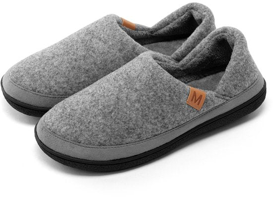 Milanoro Comfortabele Warme Herenpantoffels – Omklapbare Hiel – Grijs – Maat 41–42