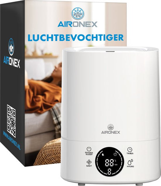 Aironex Luchtbevochtiger – Voorzien Van 6 Liter Waterreservoir En Topfill Design En Aroma Diffuser – Voor Woonkamer En Slaapkamer – Wit Kunststof – 6 Liter