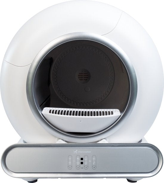 Viervoeter Automatische Kattenbak Fresh 2 – Lichte Gebruikssporen – Voorzien Van Slim Zelfreinigend Systeem En Ingebouwde Deodorizer En Infraroodsensoren – Voor Grote Katten En Kittens – Wit En Zilver Abs Plastic – 65 Liter