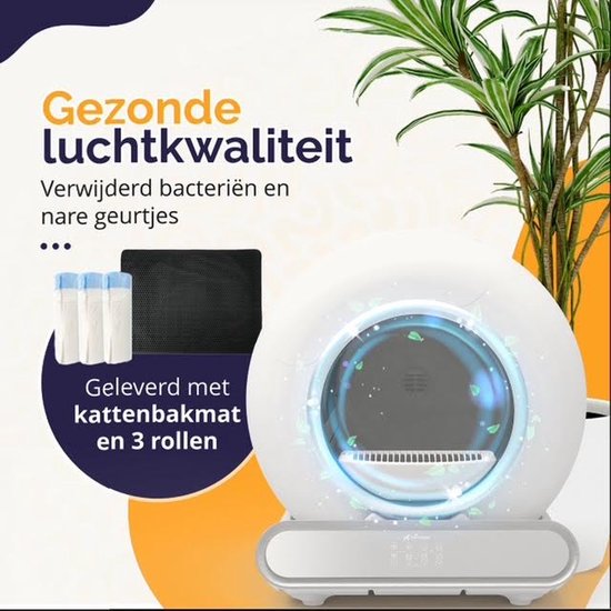 Viervoeter Automatische Kattenbak Fresh 2 – Lichte Gebruikssporen – Voorzien Van Slim Zelfreinigend Systeem En Ingebouwde Deodorizer En Infraroodsensoren – Voor Grote Katten En Kittens – Wit En Zilver Abs Plastic – 65 Liter