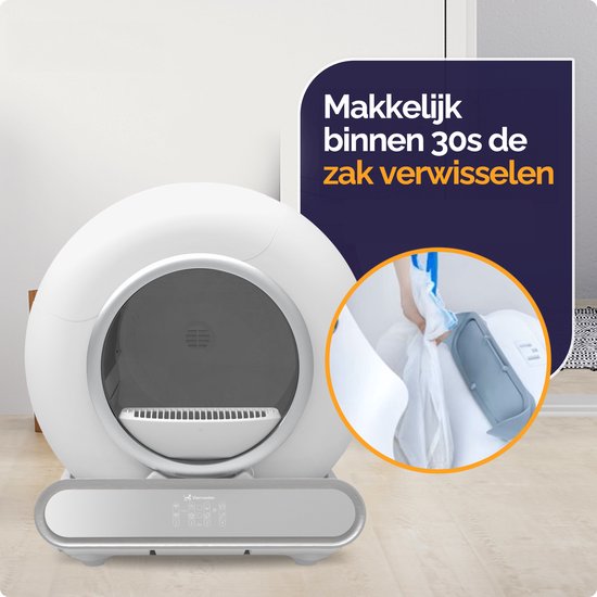 Viervoeter Automatische Kattenbak Fresh 2 – Lichte Gebruikssporen – Voorzien Van Slim Zelfreinigend Systeem En Ingebouwde Deodorizer En Infraroodsensoren – Voor Grote Katten En Kittens – Wit En Zilver Abs Plastic – 65 Liter