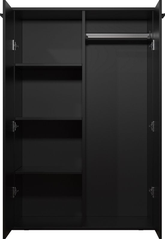 VDD - Kledingkast kinderkamer - Legplanken en hanggedeelte - 120 cm hoog - Zwart met hanggedeelte