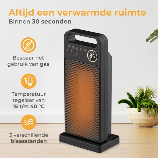 Nuvance - Elektrische Kachel - 2000W - Terrasverwarmer - Keramische Kachel Verwarming - Ventilatorkachel - Heater - Verwarming Electrisch