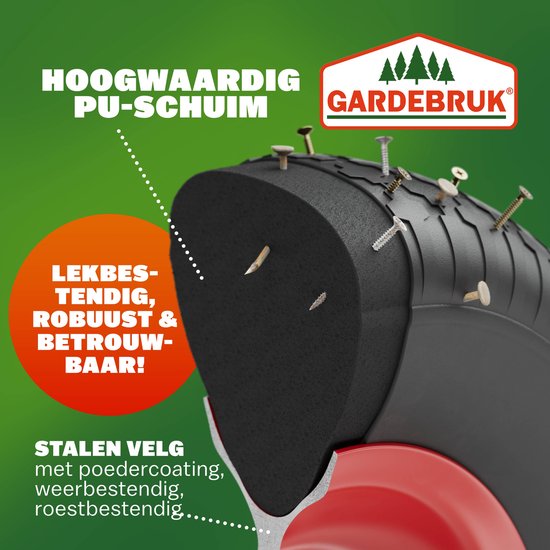 Gardebruk Kruiwagenwiel - Massief Rubber 200kg - 4.80/4.00-8 Ø 390 mm