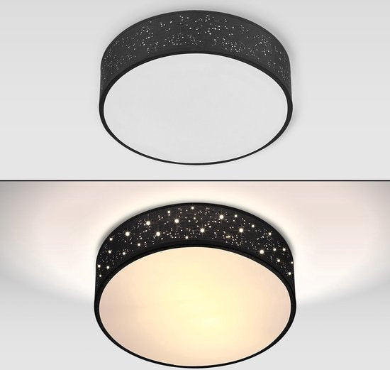 Monzana Plafondlamp - Sterrenhemel Rond 38cm 40 Watt Stof - Zwart