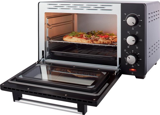 Tomado TEO3000B - Vrijstaande oven - 30 Liter - 1600 Watt - Hetelucht - 3 insteekniveau's - Zwart