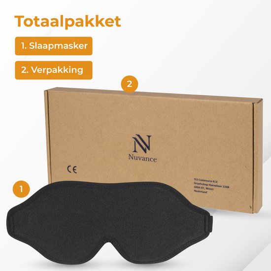 Nuvance - Verstelbaar Slaapmasker - 100% Verduisterend - Ademend Traagschuim - voor Mannen, Vrouwen en Kinderen - Oogmasker Slaap