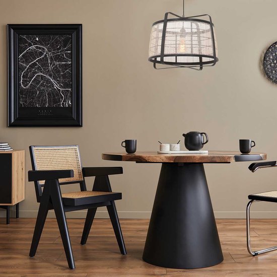 Anne Lighting - hanglamp - Capos - zwart - hout stof - Ø 48cm - E27 - 3511ZW