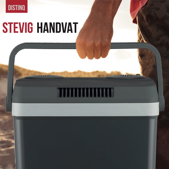 DistinQ Elektrische Koelbox voor Auto en Camping – Koelbox Elektrisch met Verwarmingsfunctie - 12v 230 Volt – 25L - Grijs