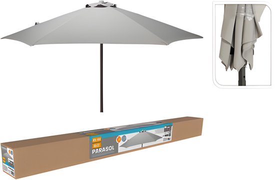 Pro Garden Tuinparasol Menorca - D230 cm - grijs - zonwering - parasol - met hoes