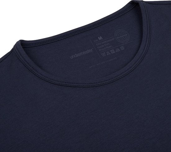 Undiemeister T Shirt Heren - Slim Fit T-shirt - Anti-transpirant - Storm Cloud (Donker blauw) - Tencel - Zijdezacht - Ademend - Anti-Bacterieel - Korte mouwen - Ronde hals - Maat M