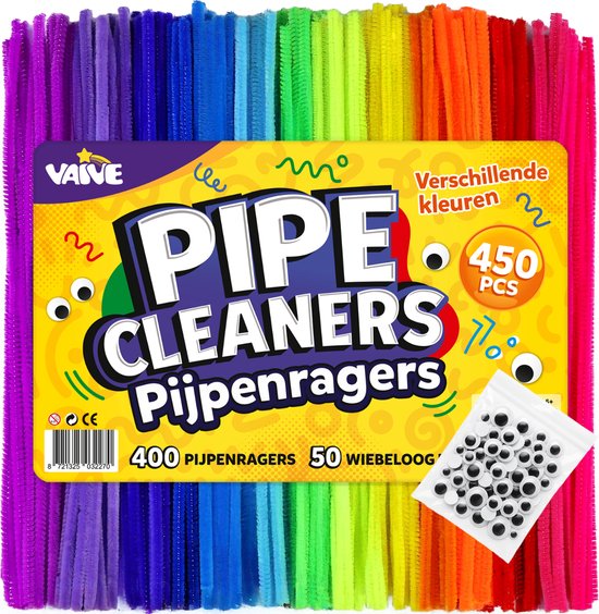 Vaive Pijpenragers & Wiebeloogjes 450-delig - Knutselset - Knutselen Meisjes & Jongens - Knutselkoffer - Knutselspullen Kinderen - Knutselpakketten