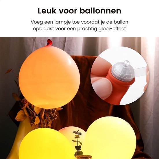 Partizzle 50x Mini LED Lampjes – Ballon & Feestverlichting – Warm Wit – Party Decoratie
