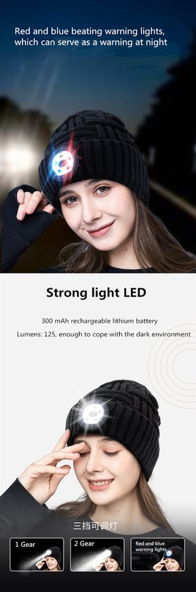 Garpex® Comfortabele Muts met LED-verlichting - LED-muts One Size