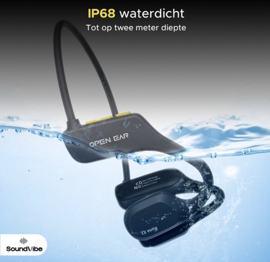 Soundvibe® Bone Conduction Headphone Zwart - Sporthoofdtelefoon - Sport oortjes - Draadloze oordopjes - Waterbestendig - 8GB Interne Geheugenkaart - Sport Koptelefoon - Voor alle Telefoons en Laptops - Hardloop Oortjes - Wireless Earphones